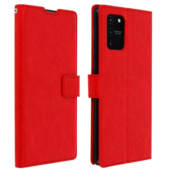 Etui z klapką i portfelem z serii Vintage do Samsunga Galaxy S10 Lite – czerwone Avizar