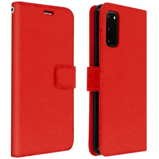 Etui z klapką i portfelem z serii Vintage do Samsunga Galaxy S20 – czerwone Avizar