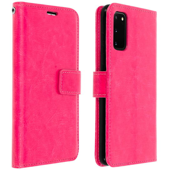 Etui z klapką i portfelem z serii Vintage do Samsunga Galaxy S20 – różowe Avizar