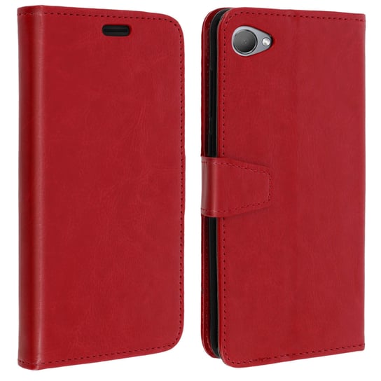 Etui z klapką i portfelem z serii Vintage do telefonu HTC Desire 12 – czerwone Avizar