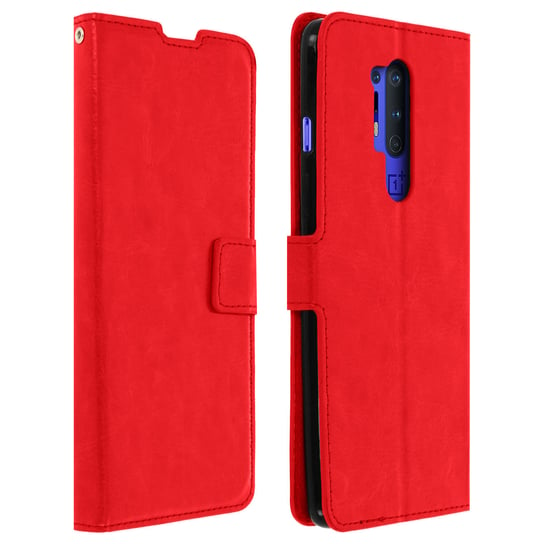 Etui z klapką i portfelem z serii Vintage do telefonu OnePlus 8 Pro – czerwone Avizar