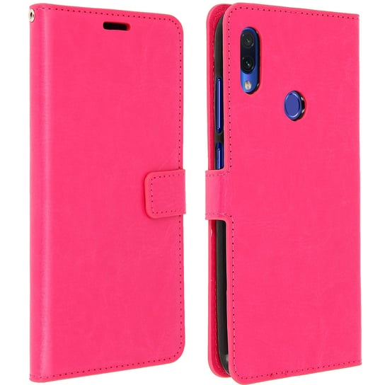 Etui z klapką i portfelem z serii Vintage do Xiaomi Redmi Note 7 – różowe Avizar