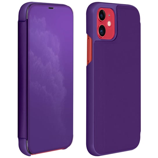 Etui z klapką, lustrzane etui do Apple iPhone 11, stojące etui – fioletowe Avizar