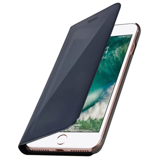 Etui z klapką, lustrzane etui do Apple iPhone 7 Plus, 8 Plus, stojące etui – czarne Avizar