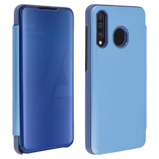 Etui z klapką, lustrzane etui do Samsunga Galaxy A50, stojące etui - niebieskie Avizar