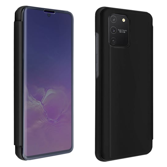 Etui z klapką, lustrzane etui do Samsunga Galaxy S10 Lite, stojące etui – czarne Avizar