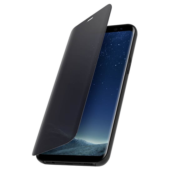Etui z klapką, lustrzane etui do Samsunga Galaxy S8 Plus, stojące etui – czarne Avizar