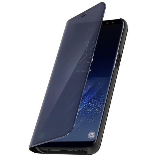 Etui z klapką, lustrzane etui do Samsunga Galaxy S8, stojące etui – czarne Avizar