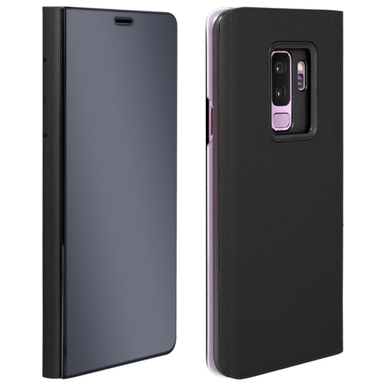 Etui z klapką, lustrzane etui do Samsunga Galaxy S9 Plus, stojące etui – czarne Avizar