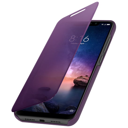 Etui z Klapką, Lustrzane Etui do Xiaomi Redmi Note 6 Pro, Stojące Etui - Fioletowe Avizar