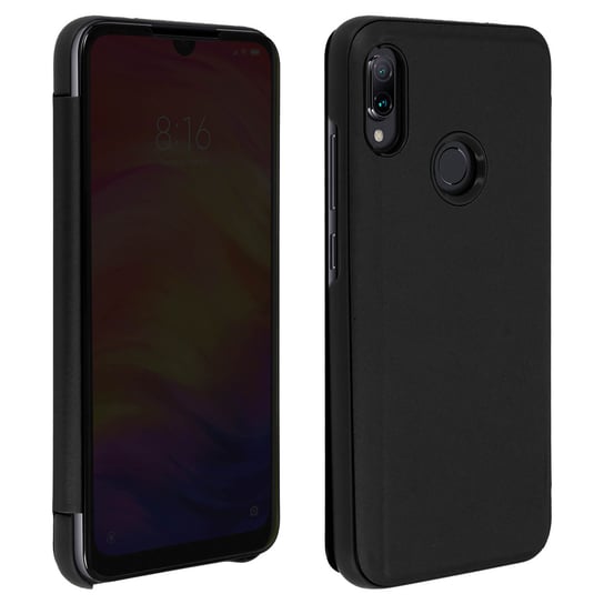 Etui z Klapką, Lustrzane Etui do Xiaomi Redmi Note 7, Stojące Etui - Czarne Avizar