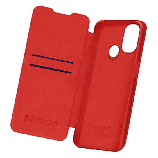 Etui z klapką Nillkin Qin Series, miejsce na kartę OnePlus Nord N100 - czerwone Nillkin
