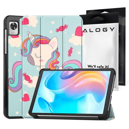 Etui z klapką obudowa Alogy Book Cover do Realme Pad Mini 8.7 Jednorożec + Szkło Alogy