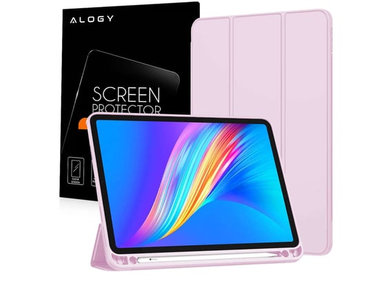 Etui z klapką obudowa Alogy Smart Case Pencil do iPad Pro 11 2021 Różowy + Szkło Alogy
