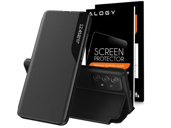 Etui z klapką portfel Alogy skórzane Smart View Cover do Samsung Galaxy A52 5G/ A52 Czarne + Szkło Samsung Electronics