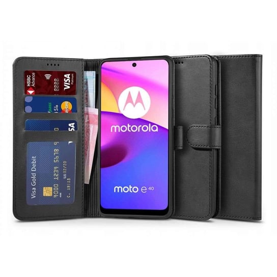 Etui z klapką portfel Wallet do Motorola Moto E20/ E40 Black 4kom.pl