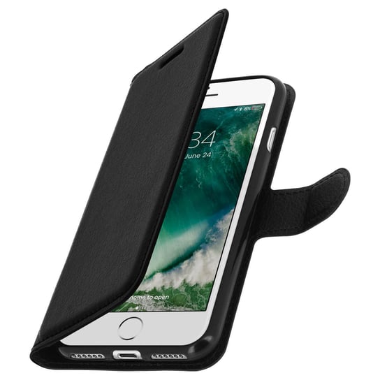 Etui z klapką-portfelem, smukłe etui do Apple iPhone 7/8, silikonowa obudowa – czarna Avizar