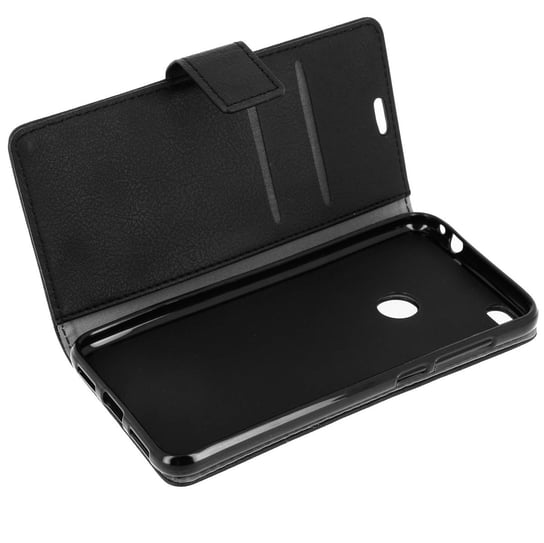 Etui z klapką-portfelem, smukłe etui do Huawei P8 Lite 2017, silikonowa obudowa – czarna Avizar