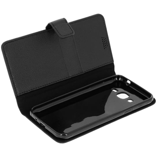 Etui z klapką-portfelem, smukłe etui do Samsunga Galaxy J3, silikonowa obudowa – czarne Avizar