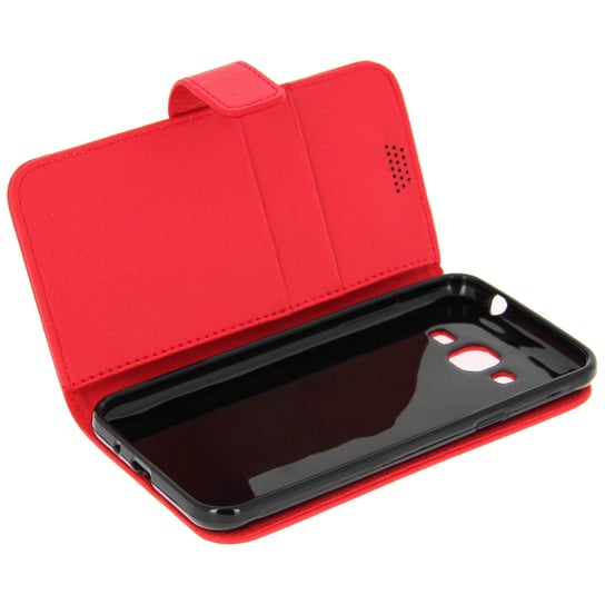 Etui z klapką-portfelem, smukłe etui do Samsunga Galaxy J3, silikonowe etui – czerwone Avizar