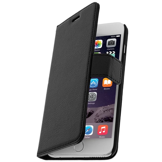 Etui z klapką-portfelem, smukłe etui na iPhone 6 Plus/6S Plus, silikonowa obudowa – czarne Avizar