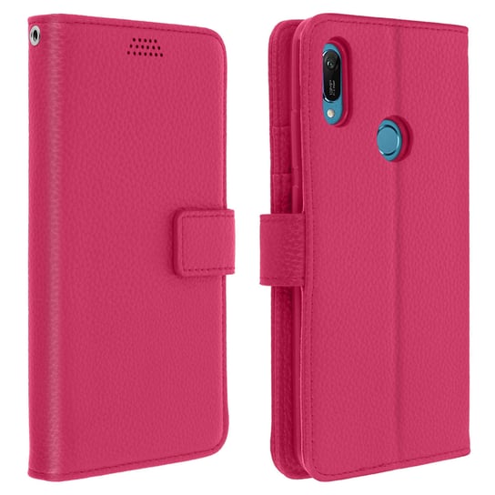 Etui z klapką-portfelem, wąska obudowa Huawei Y6 2019, silikonowe etui – Różowe Avizar