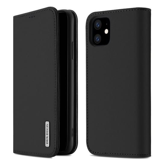 Etui z klapką ze skóry naturalnej Duck Ducis Wish iPhone 11 czarny - Czarny Dux Ducis