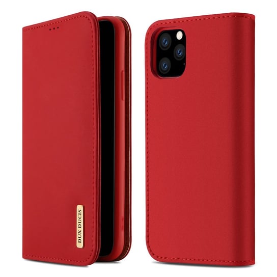 Etui z klapką ze skóry naturalnej Duck Ducis Wish iPhone 11 Pro czerwony - Czerwony Dux Ducis