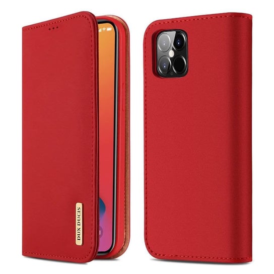 Etui z klapką ze skóry naturalnej Duck Ducis Wish iPhone 12 Pro Max czerwony Dux Ducis