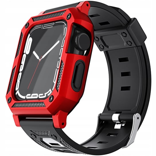 Etui Z Paskiem Bizon Strap + Case Watch Armor Do Apple Watch 45/44 Mm, Czerwone Bizon