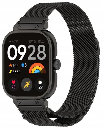Etui z paskiem Bizon Strap + Case Watch Chain do Xiaomi Redmi Watch 4, czarne Bizon