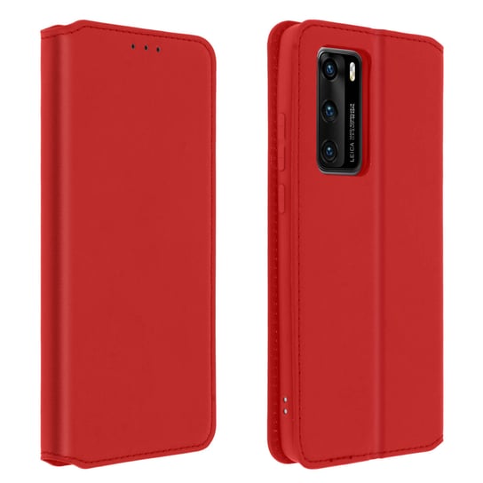 Etui z podstawką Classic Edition z miejscem na kartę do Huawei P40 – czerwone Avizar