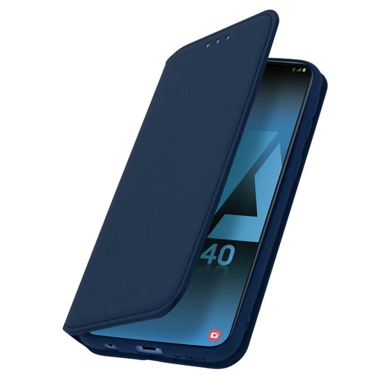 Etui z podstawką Classic Edition z miejscem na kartę do Samsunga Galaxy A40 - niebieskie Avizar