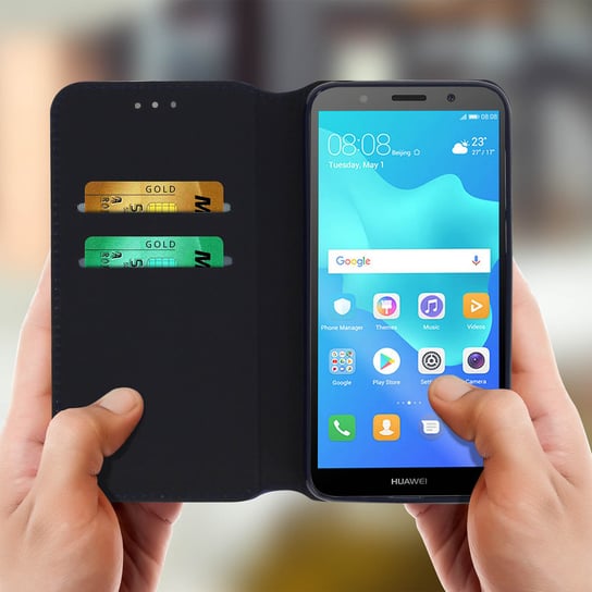 Etui z podstawką Classic Edition z miejscem na kartę do telefonu Huawei Y5 2018/Honor 7S – ciemnoniebieskie Avizar