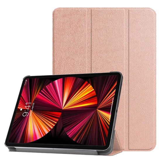 Etui z podstawką iLike Tri-Fold z ekoskóry Samsung Galaxy Tab S9 FE+ X610 Wi-Fi / X616B 5G różowe złoto RIFF