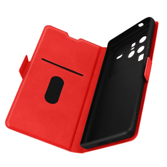 Etui z podstawką wideo Vivo X80 Pro Wallet Folio Podwójna zakładka magnetyczna w kolorze czerwonym Avizar