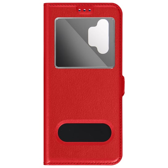 Etui z podwójnym okienkiem do Samsunga Galaxy A13 5G i A04s - czerwone Avizar