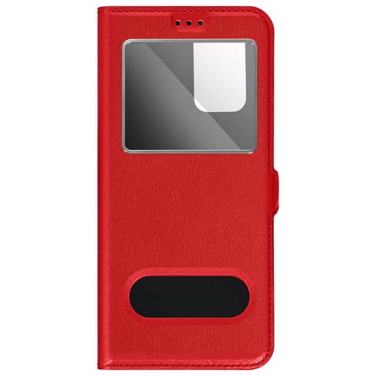 Etui z podwójnym okienkiem do Samsunga Galaxy A23 5G i M23 - czerwone Avizar