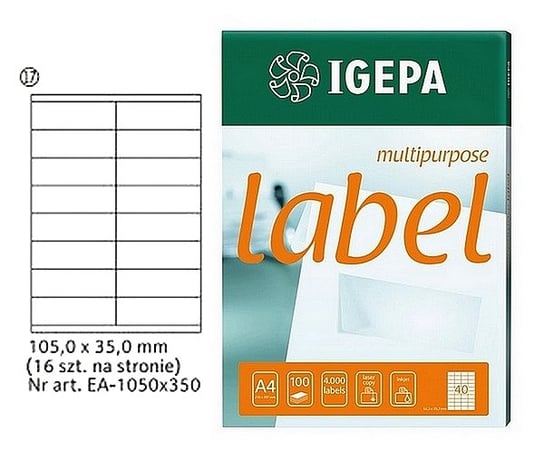 Etykiety A4 Igepa 105 X 35.0 Mm Białe (100) Igepa