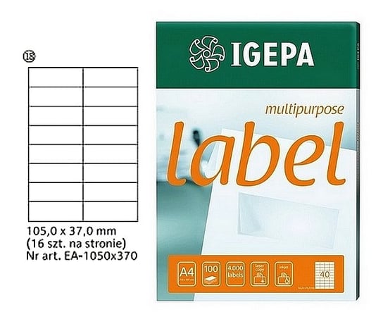 Etykiety A4 Igepa 105 X 37.0 Mm Białe (100) Igepa