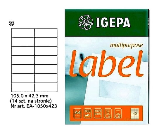 Etykiety A4 Igepa 105 X 42.3 Mm Białe (100) Igepa