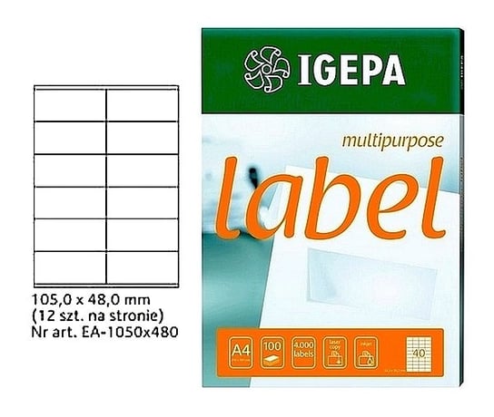 Etykiety A4 Igepa 105 X 48.0 Mm Białe (100) Igepa