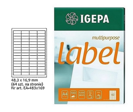 Etykiety A4 Igepa 48.3 X 16.9 Mm Białe (100) Igepa