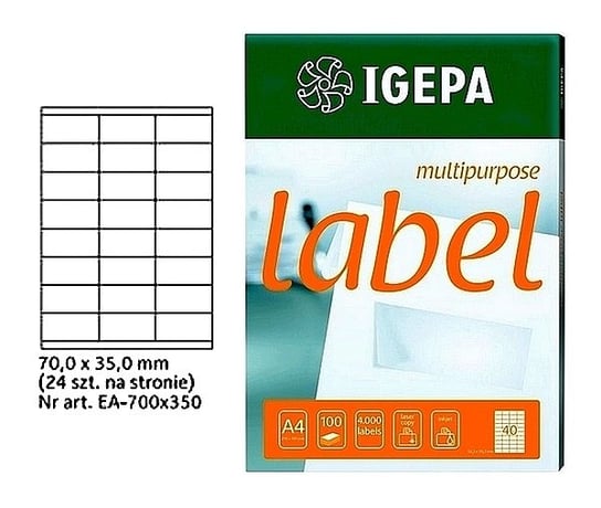 Etykiety A4 Igepa 70.0 X 35.0 Mm Białe (100) Igepa