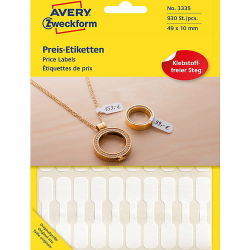 Etykiety cenowe do opisywania ręcznego Avery Zweckform 49x10 mm 3335 białe Avery Zweckform