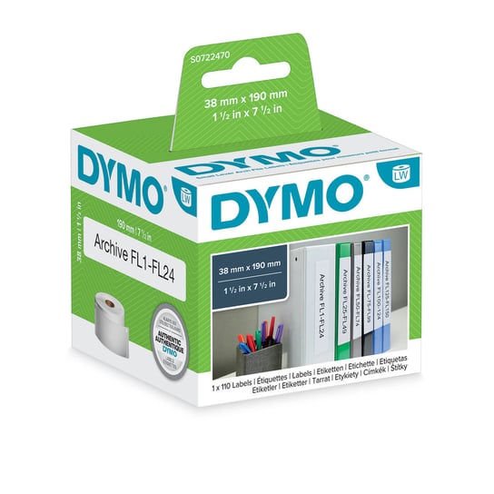 Etykiety Dymo 1 x 110 99018 38mm x 190mm białe papierowe S0722470 Dymo