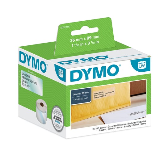 Etykiety Dymo 1 x 260 99013 36mm x 89mm przezroczyste tworzywo sztuczne S0722410 Dymo