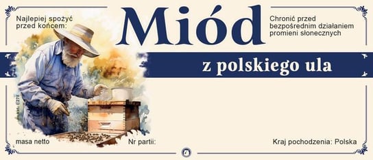 Etykiety na miód z polskiego ula (100szt) - wzór E278 Inna marka