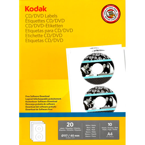 Etykiety Na Płyty Cd/Dvd Kodak Z Matowym Wykończeniem 20Szt. Kodak