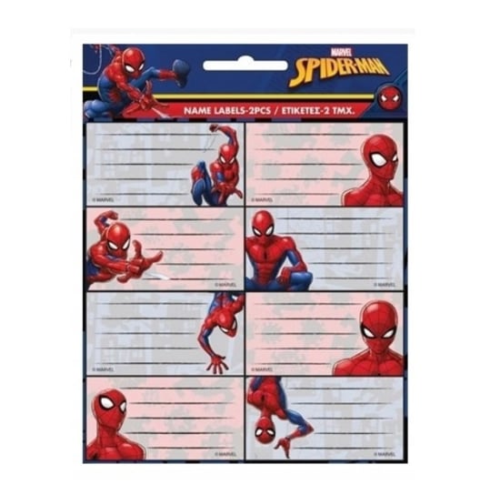 Etykiety, naklejki na zeszyt Spiderman 8szt. Marvel